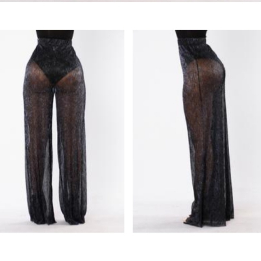 Hustle Sparkle Sheer Wide Leg Flowing Pants